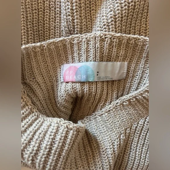 Free People Beach Freya Sweater Set Knit Pants and Top Cream Tan Vacation Set - Picture 12 of 12